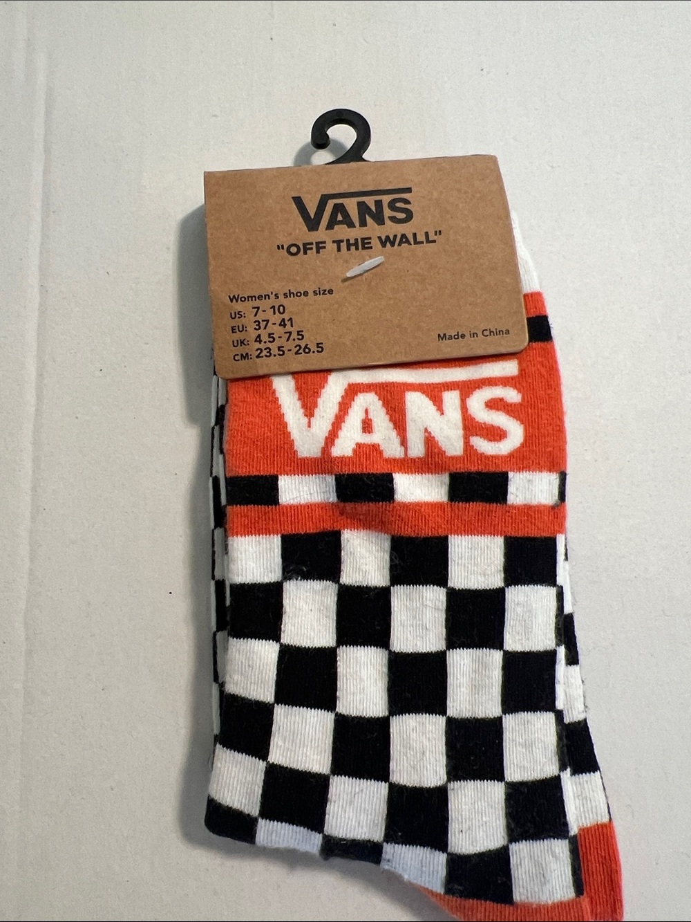 Vans Checkerboard Crew Socks - Black, White & Orange